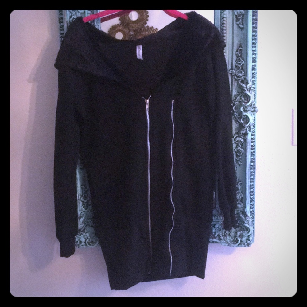 Extra Long Black Zipup hoodie